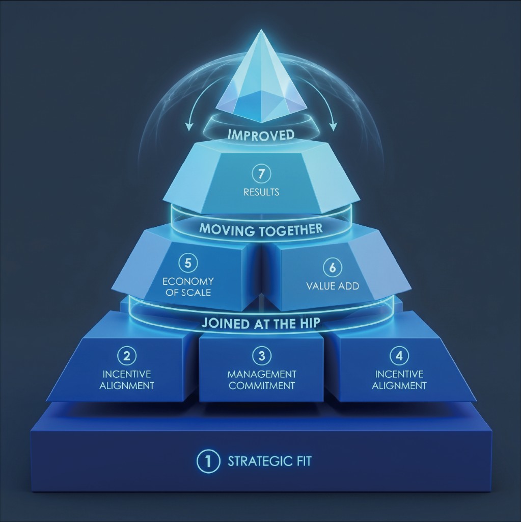MTI distribution partnership pyramid — from strategic fit to improved results